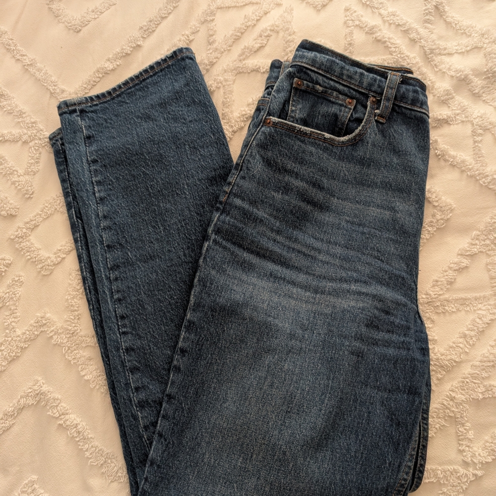 Abercrombie & Fitch Curve Love Dark Blue Straight Jeans